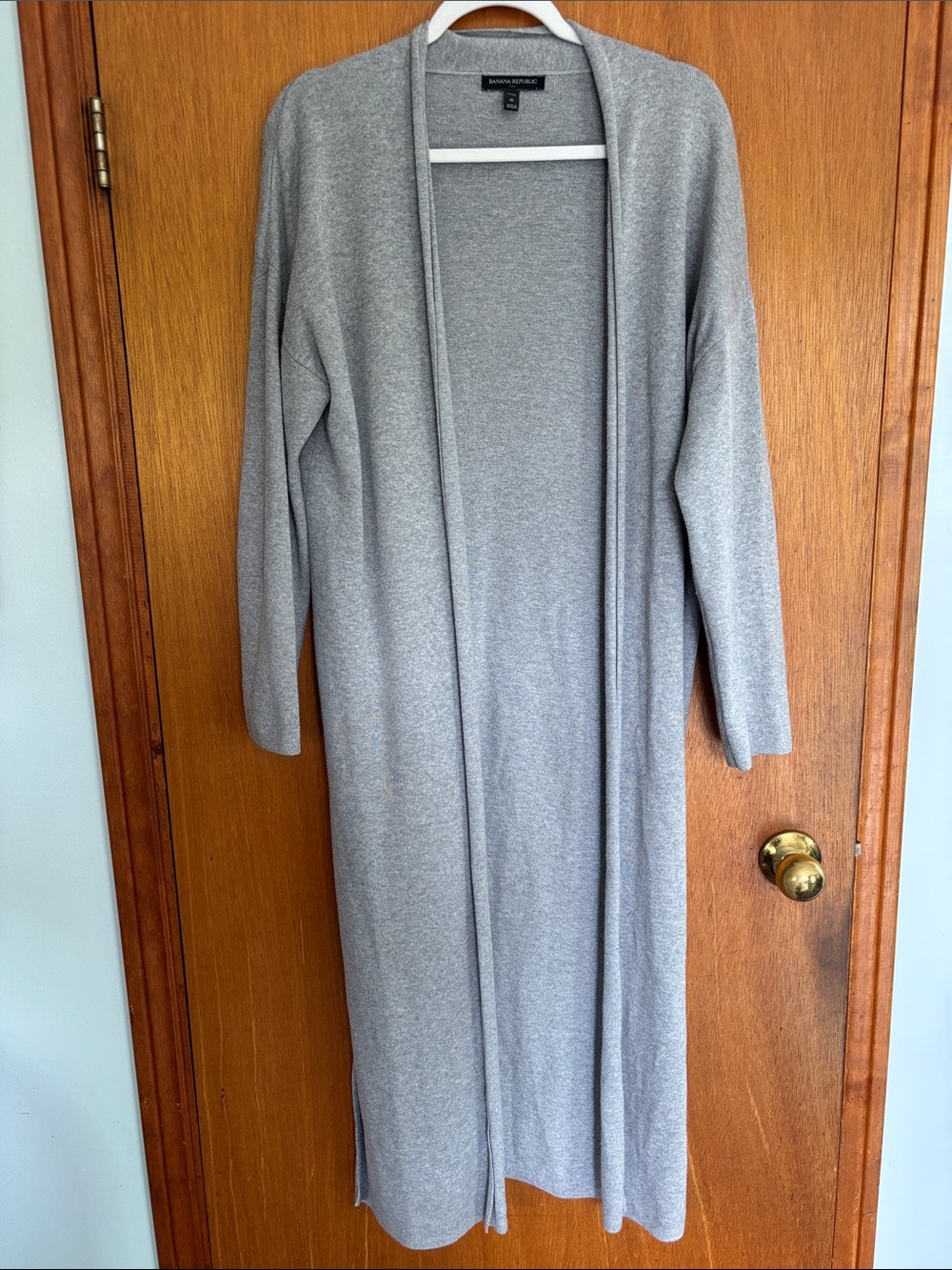Banana Republic Light Gray Long Open-Front Duster Cardigan Sweater